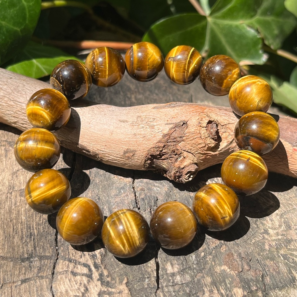15.5mm‎ chunky flashy yellow tiger eye bracelet